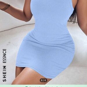 SHEIN Light Blue Ribbed Bodycon Dress